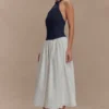 Ashwin Denim Cotton Midi Dress – Indigo Blue