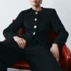Asia Mixed Button Blazer – Black Asia Mixed Button Blazer – Black