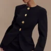Asia Mixed Button Blazer – Black Asia Mixed Button Blazer – Black