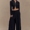 Aspen Gathered Wide Leg Jogger – Black