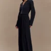 Aspen Gathered Wide Leg Jogger – Black