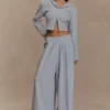 Aspen Gathered Wide Leg Jogger – Light Grey Marle