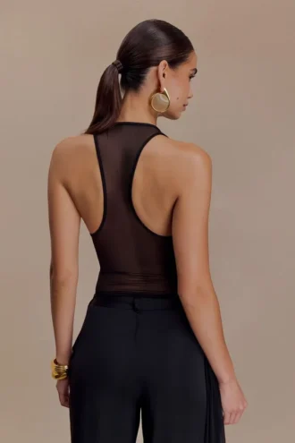 Aspyn Slinky And Mesh Top – Black