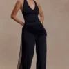 Aspyn Slinky Gathered Wide Leg Pants – Black