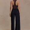 Aspyn Slinky Gathered Wide Leg Pants – Black
