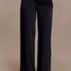 Aspyn Slinky Gathered Wide Leg Pants – Black