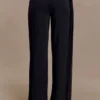 Aspyn Slinky Gathered Wide Leg Pants – Black