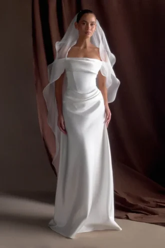 Asteria Draped Chiffon Veil – Ivory Asteria Draped Chiffon Veil – Ivory