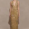 Astor Hand Embellished Maxi Dress – Gold Astor Hand Embellished Maxi Dress – Gold