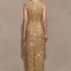 Astor Hand Embellished Maxi Dress – Gold Astor Hand Embellished Maxi Dress – Gold