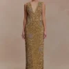 Astor Hand Embellished Maxi Dress – Gold Astor Hand Embellished Maxi Dress – Gold