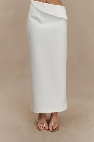 Astrid Suiting Midi Skirt – White