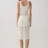 Atlantis Crochet Knit Midi Skirt – White