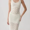 Atlantis Crochet Knit Midi Skirt – White