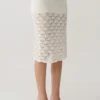 Atlantis Crochet Knit Midi Skirt – White