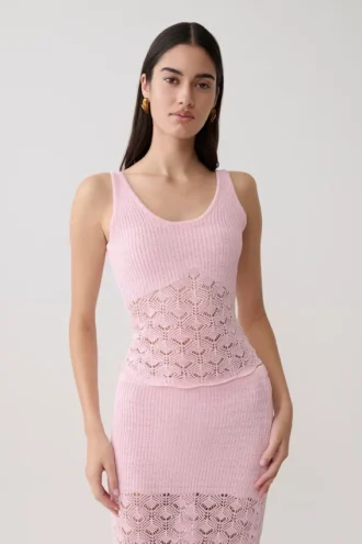 Atlantis Crochet Knit Top – Baby Pink