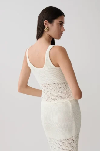 Atlantis Crochet Knit Top – White