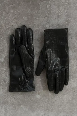 Atlas Faux Leather Crocodile Gloves – Black Atlas Faux Leather Crocodile Gloves – Black