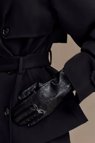 Atlas Faux Leather Crocodile Gloves – Black Atlas Faux Leather Crocodile Gloves – Black