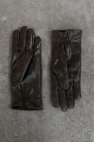 Atlas Faux Leather Crocodile Gloves – Chocolate Atlas Faux Leather Crocodile Gloves – Chocolate