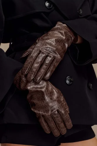 Atlas Faux Leather Crocodile Gloves – Chocolate Atlas Faux Leather Crocodile Gloves – Chocolate