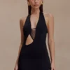 Aubree Crepe And Mesh Mini Dress – Black Aubree Crepe And Mesh Mini Dress – Black