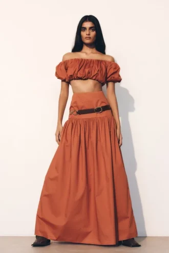 Autumn Maxi Skirt – Burnt Orange