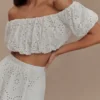 Autumn Off Shoulder Broderie Top – White Autumn Off Shoulder Broderie Top – White