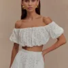 Autumn Off Shoulder Broderie Top – White Autumn Off Shoulder Broderie Top – White