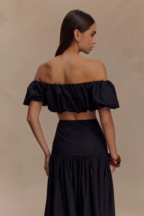 Autumn Off Shoulder Bubble Top – Black Autumn Off Shoulder Bubble Top – Black