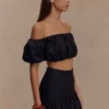 Autumn Off Shoulder Bubble Top – Black Autumn Off Shoulder Bubble Top – Black