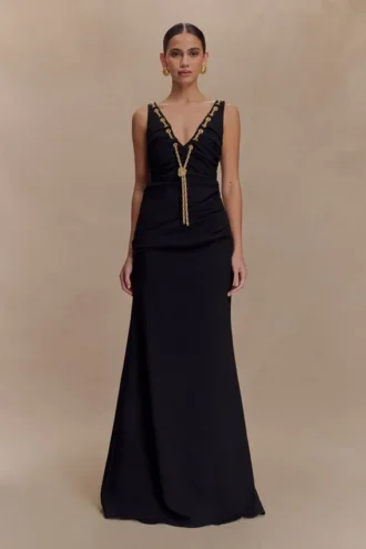 Axton Low Neck Maxi Dress – Black