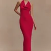 Ayella Cowl Knit Maxi Dress – Raspberry
