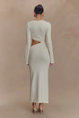 Azariah Long Sleeve Knit Midi Dress – Ivory