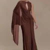 Bakari Diamante Cape Maxi Dress – Chocolate Bakari Diamante Cape Maxi Dress – Chocolate