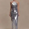 Baldwin Sequin Cut Out Maxi Dress – Silver Baldwin Sequin Cut Out Maxi Dress – Silver
