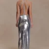 Baldwin Sequin Cut Out Maxi Dress – Silver Baldwin Sequin Cut Out Maxi Dress – Silver