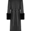Bec Faux Leather Trench Coat With Faux Fur – Black