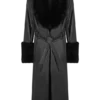 Bec Faux Leather Trench Coat With Faux Fur – Black
