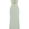 Beck Plunge Maxi Dress With Floral Hardware – Basil Beck Plunge Maxi Dress With Floral Hardware – Basil