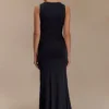 Beck Plunge Maxi Dress With Floral Hardware – Black Beck Plunge Maxi Dress With Floral Hardware – Black