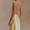 Bella Satin Halter Maxi Dress – Lemon