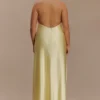 Bella Satin Halter Maxi Dress – Lemon