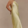 Bella Satin Halter Maxi Dress – Lemon