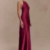 Bella Satin Halter Maxi Dress – Mahogany