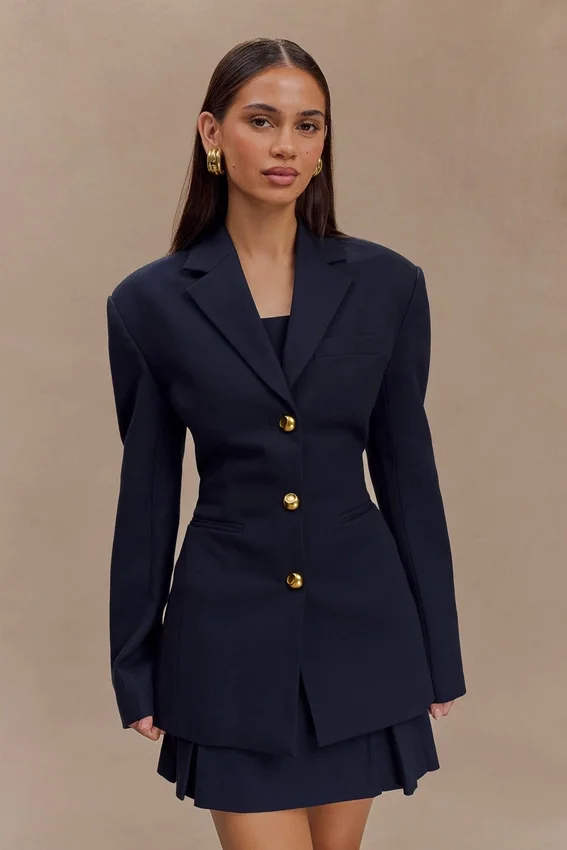 Bellamy Cinched Blazer – Dark Navy Bellamy Cinched Blazer – Dark Navy