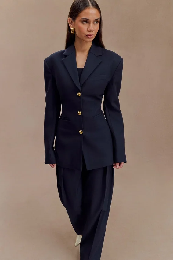 Bellamy Cinched Blazer – Dark Navy Bellamy Cinched Blazer – Dark Navy