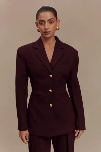 Bellamy Cinched Blazer – Mahogany