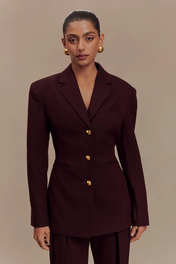 Bellamy Cinched Blazer – Mahogany Bellamy Cinched Blazer – Mahogany