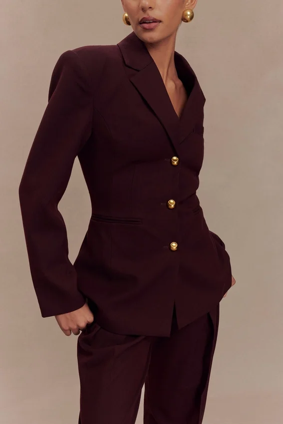 Bellamy Cinched Blazer – Mahogany Bellamy Cinched Blazer – Mahogany